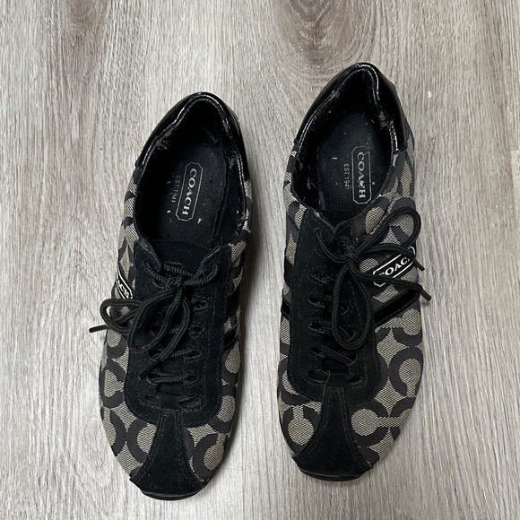 Coach Monogram Black and Gray Sneakers - Picture 1 of 3